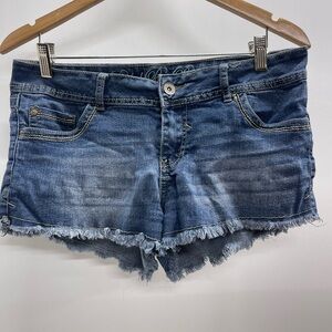 Rebel By Right Women's Light Blue Frayed Hem Denim Shorts